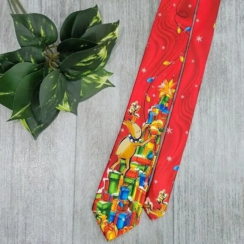 J. Garcia Merry Christmas Collection #62 Reindeer Men's Necktie Multicolor